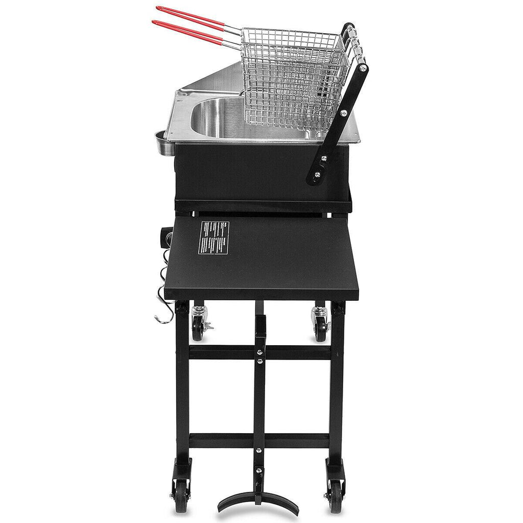 Outdoor Gas Propane Double Burner Station with Flat Top Griddle and Deep Fryer