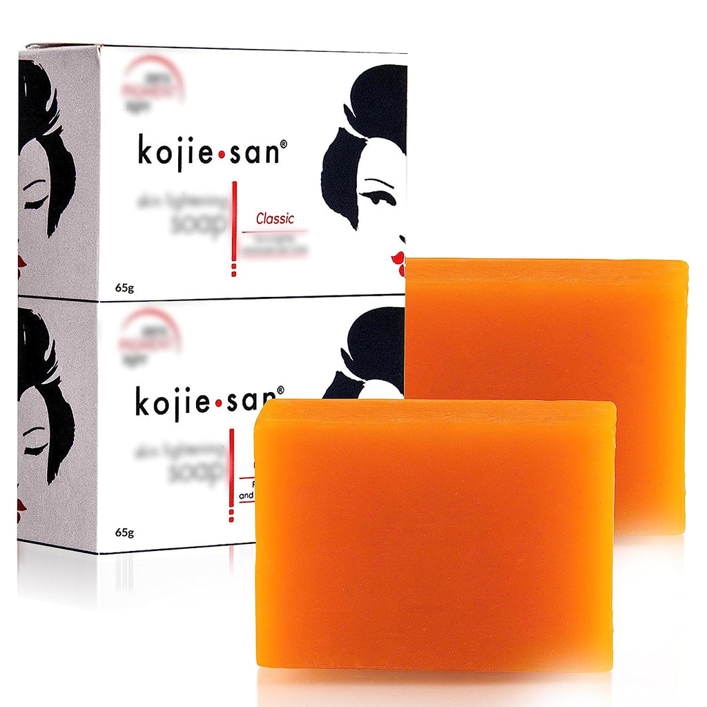 Kojie San Skin Brightening Soap - Original Kojic Acid Soap for Dark Spots, Hyperpigmentation, &amp; Scars with Coconut &amp; Tea Tree Oil - 65g x 2 Bars