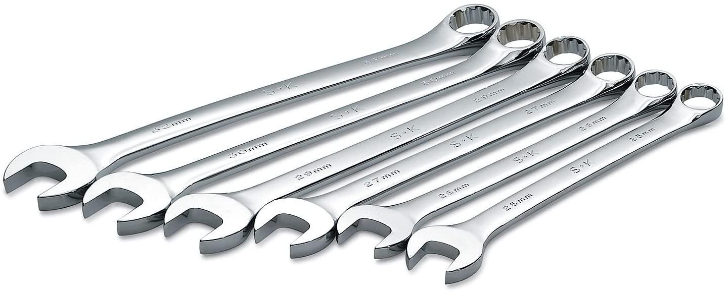 Sk Hand Tool LLC 86226 6 Piece 12 Point SuperKrome Metric Combination Wrench Set