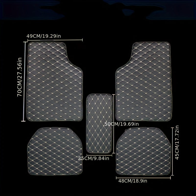 5pcs Waterproof Leather Car Floor Mats - Universal Full Set Auto Rugs For Interior Accessories