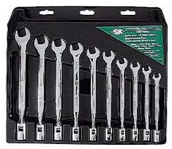 SK Hand Tools 86142 Wrench Set Combination Flex 10pc 12 Pt Met Hi Pol