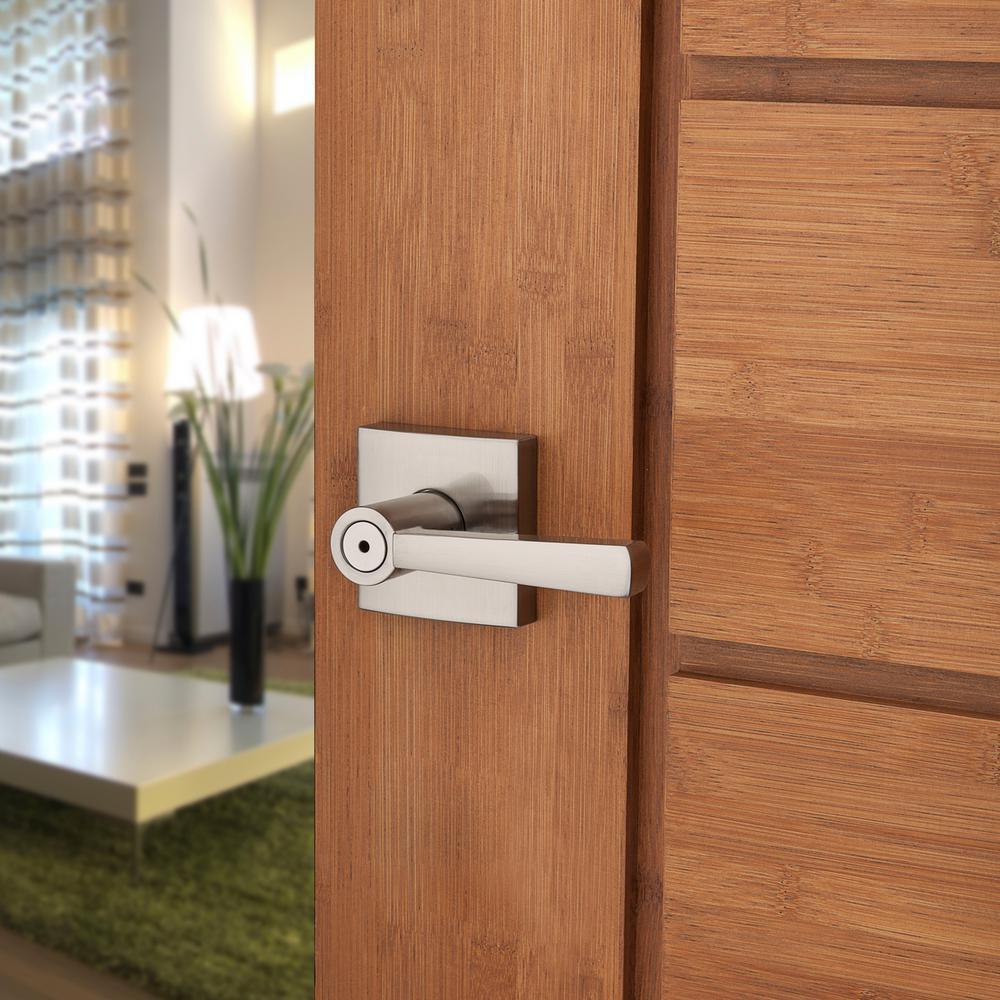 PrestiSpyglass Satin Nickel Bed/Bath Door Lever