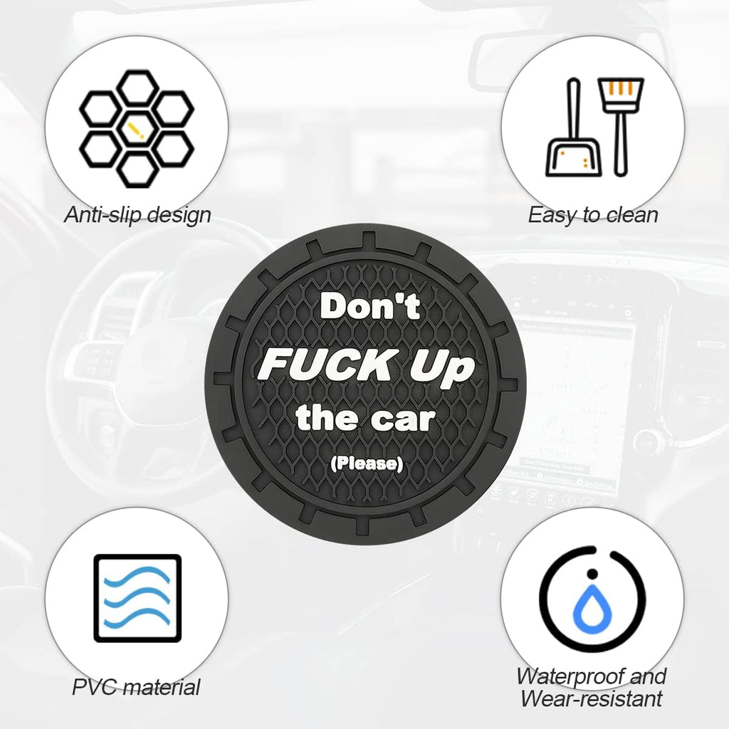 8sanlione 2 Pack Car Cup Holder Coasters, 2.75 Inch Non-Slip PVC Insert Cup Coaster, Anti-Scratch Auto Cup Mats for Women Men, Vehicle Interior Accessories Universal for Car, SUV, Truck (C Black/2PCS)