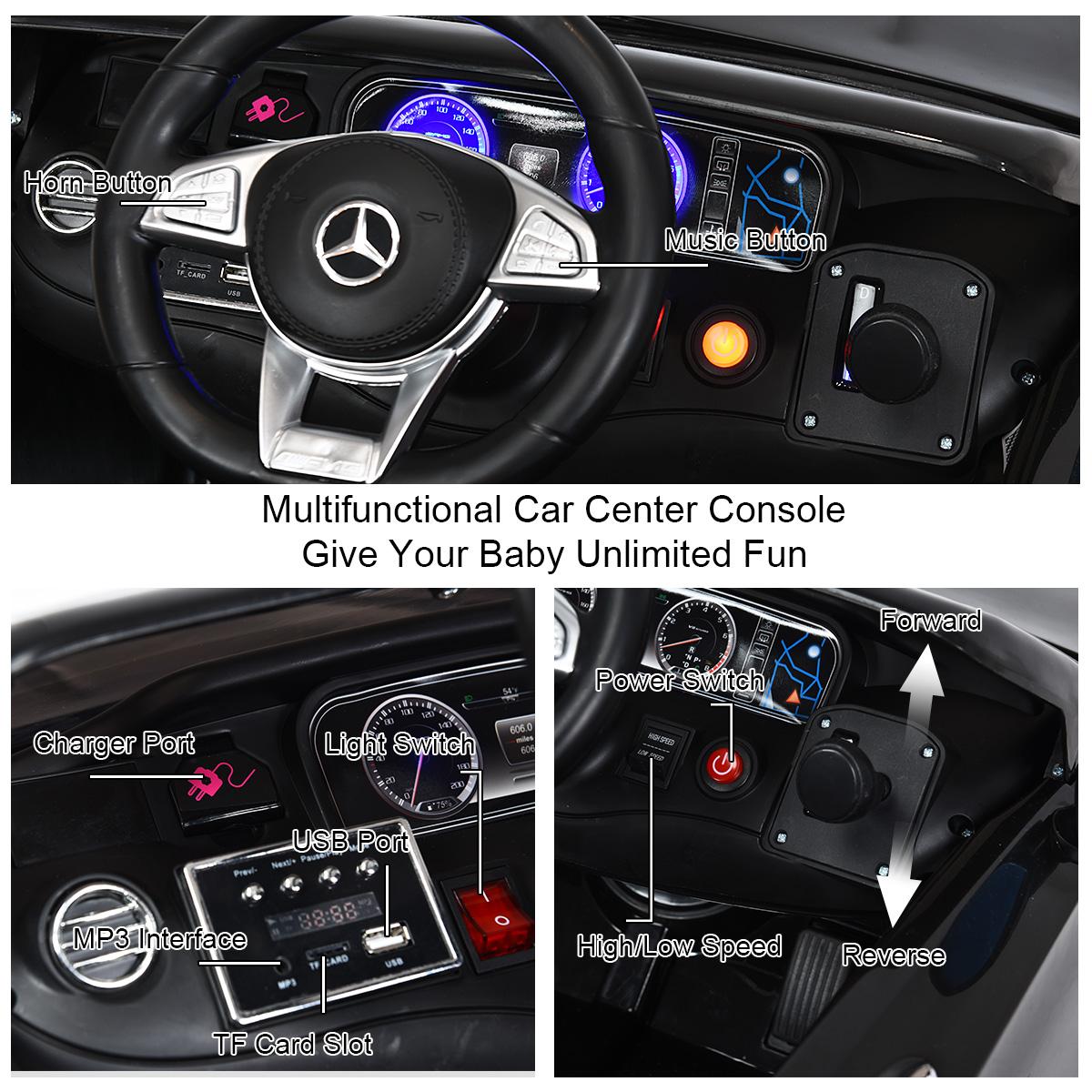 Gymax Kids Ride on Car 12V Licensed Mercedes-Benz S63 w/ MP3 Remote Control White/Black