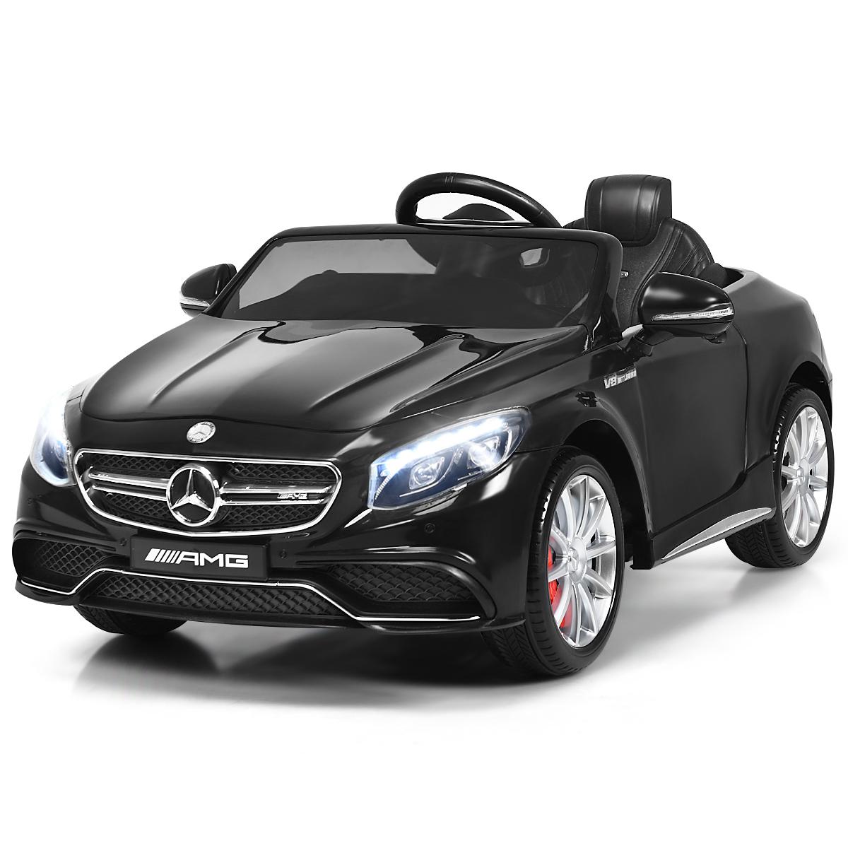 Gymax Kids Ride on Car 12V Licensed Mercedes-Benz S63 w/ MP3 Remote Control White/Black