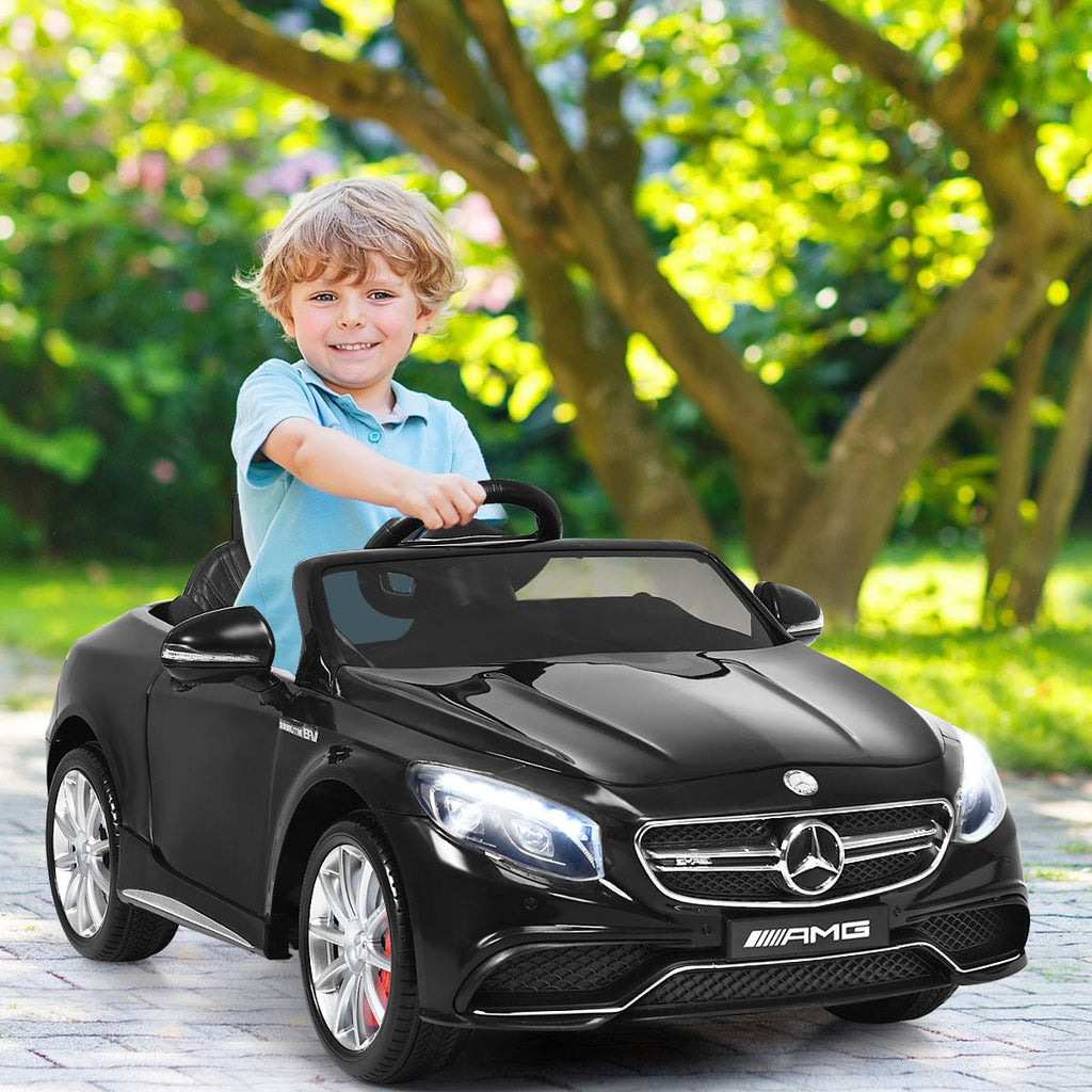 Gymax Kids Ride on Car 12V Licensed Mercedes-Benz S63 w/ MP3 Remote Control White/Black