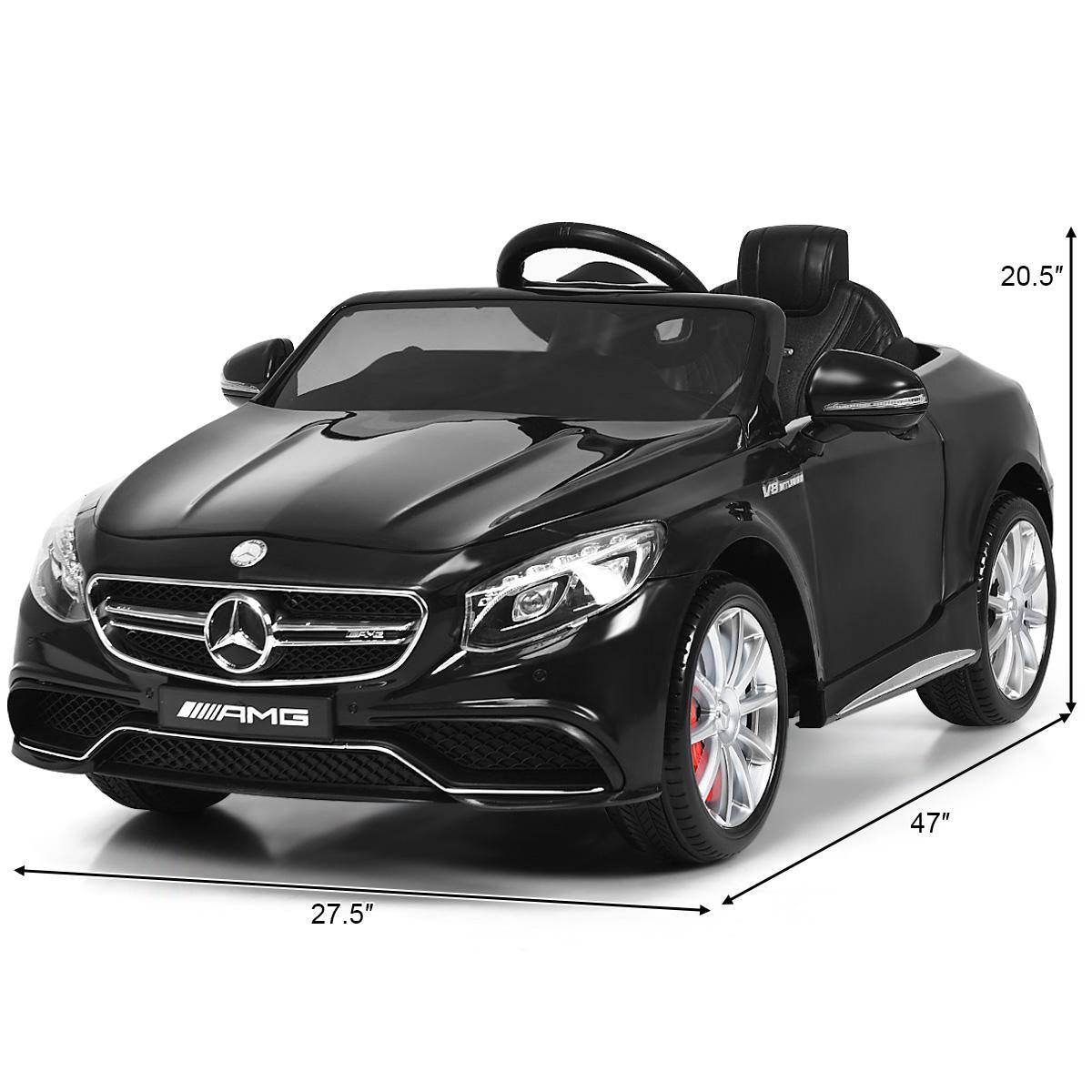 Gymax Kids Ride on Car 12V Licensed Mercedes-Benz S63 w/ MP3 Remote Control White/Black