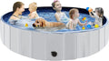 juegoal 63"x 12" foldable dog pools for large dogs, kids swimming pool with hard plastic, wading pools bathing tube for backyard