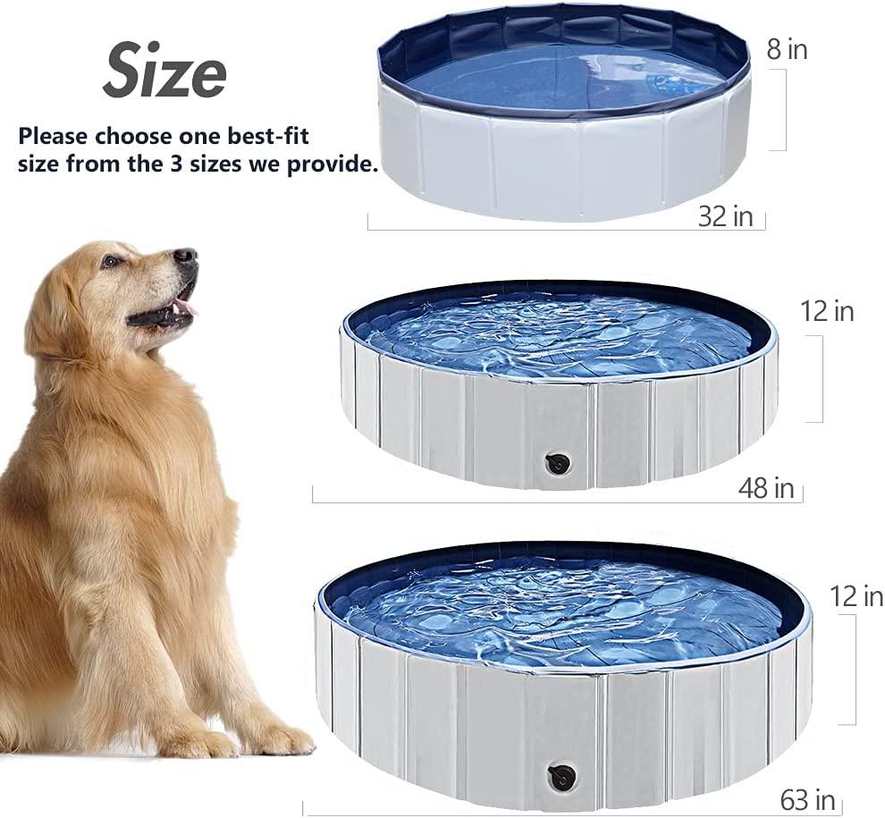 juegoal 63"x 12" foldable dog pools for large dogs, kids swimming pool with hard plastic, wading pools bathing tube for backyard