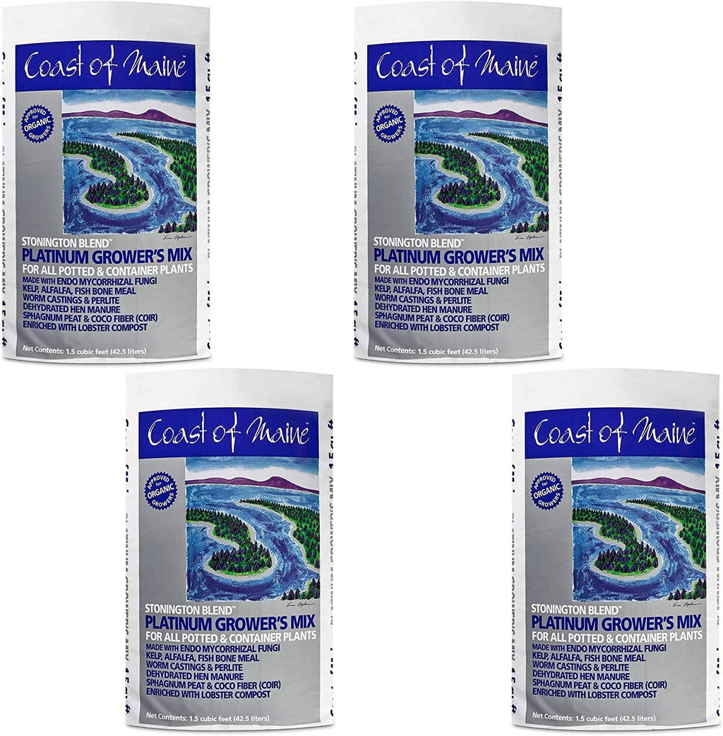 Coast of Maine CMSBO15 Stonington Blend Organic Growers Mix with All Natural Oceanic Ingredients for Planters and Pots, 1.5 Cubic Feet (4 Pack)