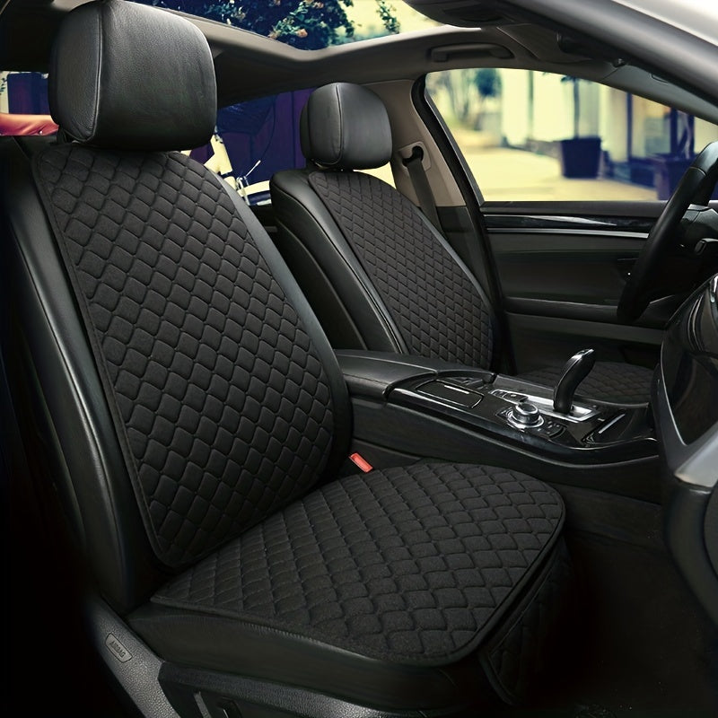 Car Seat Cover, Breathable Flax Four Seasons Car Seat Cushion Protector Pad Front Pad Fit For Most Cars Front Chair Cushion