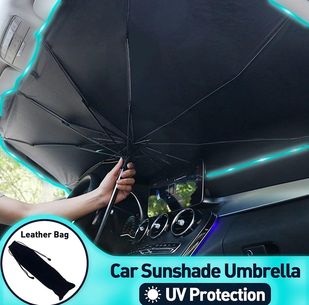 JASVIC Car Windshield Sun Shade Umbrella - Foldable Car Umbrella Sunshade Cover UV Block Car Front Window (Heat Insulation Protection) for Auto Windshield Covers Most Cars (Large)