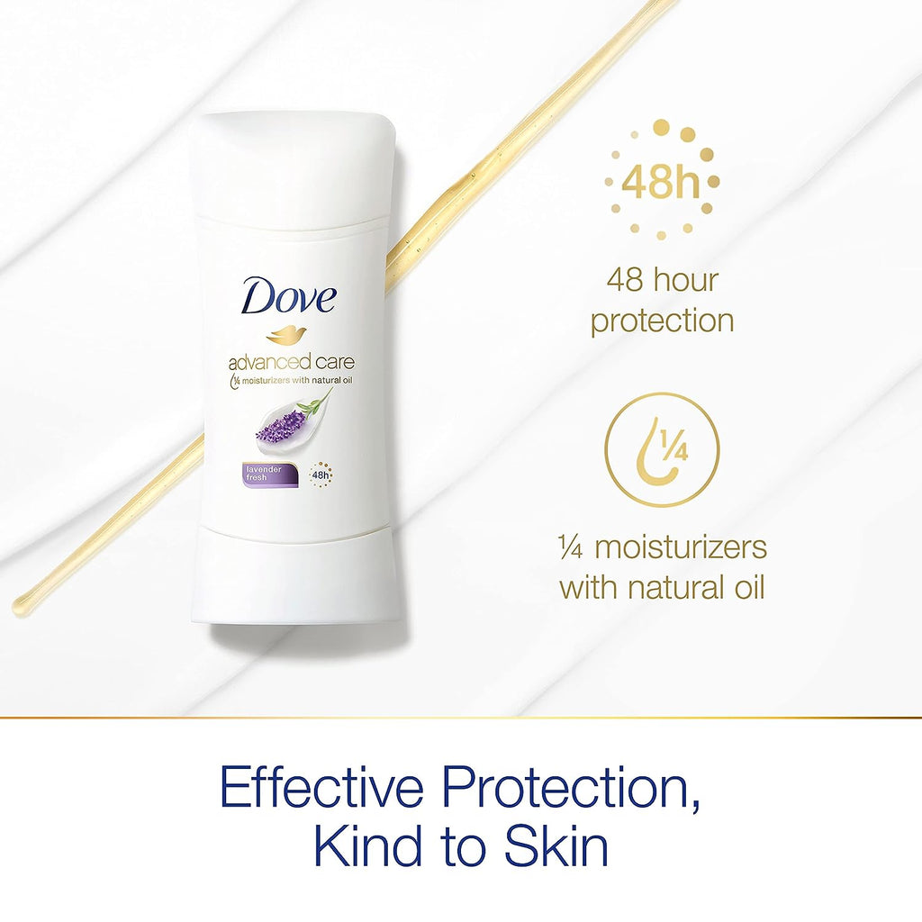 Dove Advanced Care Antiperspirant Deodorant Stick for Women, Lavender Fresh, for 48 Hour Protection And Soft And Comfortable Underarms, 2.6 oz
