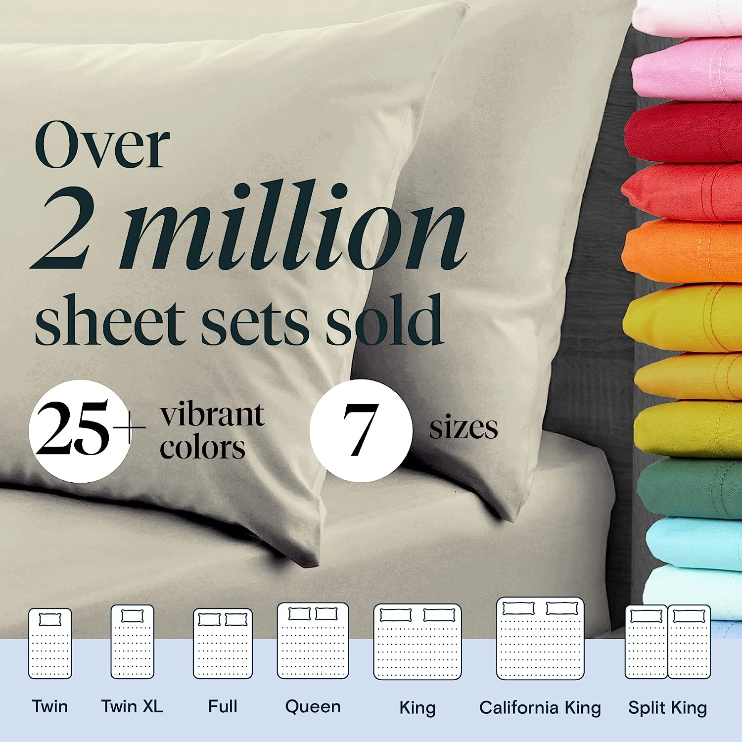 LuxClub 6 PC King Size Sheet Set Bamboo Sheets Deep Pockets 18" Eco Friendly Wrinkle Free Cooling Sheets Machine Washable Hotel Bedding Silky Soft - Light Taupe King