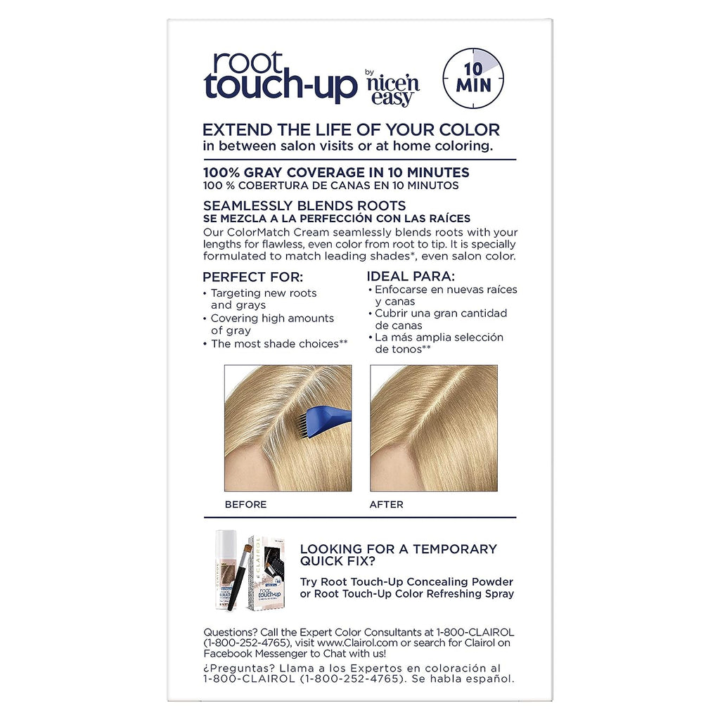 Clairol Root Touch-Up by Nice'n Easy Permanent Hair Dye, 9 Light Blonde Hair Color, Pack of 2