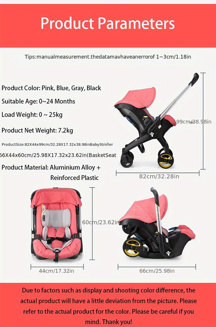Effortless Baby Strolling, 4-in-1 Foldable Stroller For Use In Shopping Malls, Supermarkets, And Outdoors,  Thanksgiving, Christmas, Year Gift