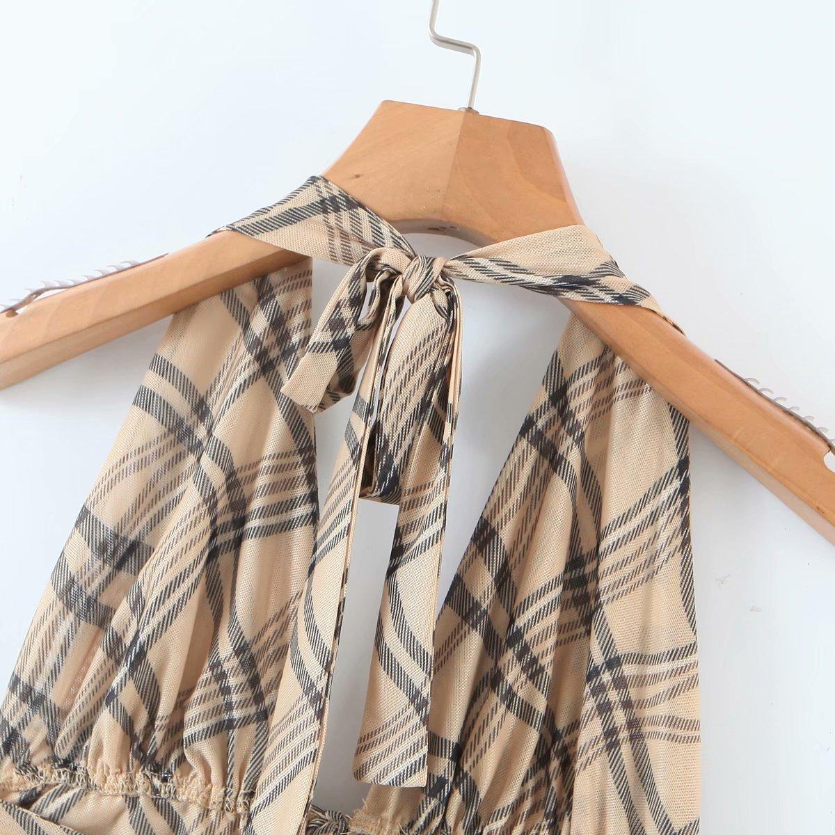 vintage plaid printed loose trousers