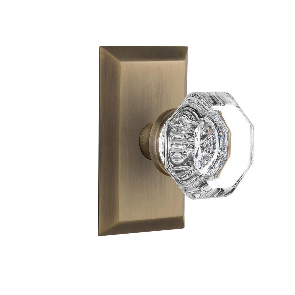 Studio Plate 2-3/8 in. Backset Antique Brass PassaHall/Closet Waldorf Door Knob