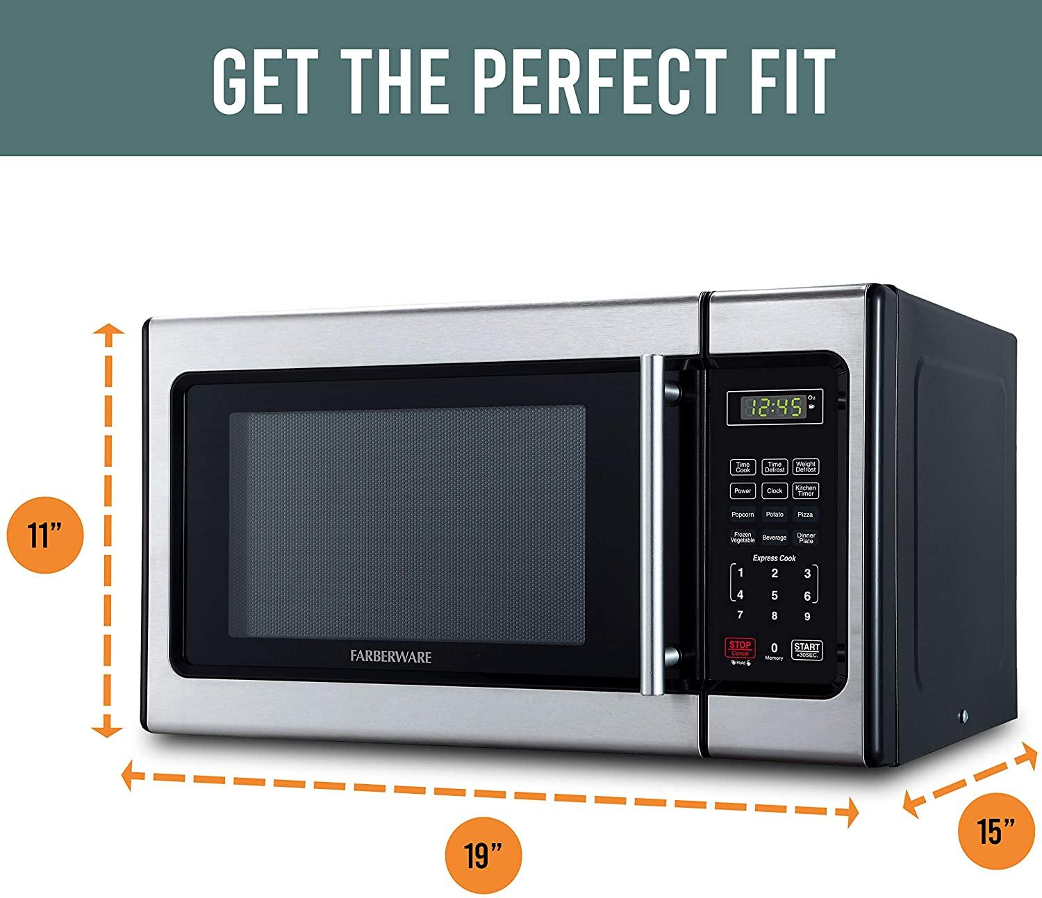 Farberware Classic FMO09AHTBKD Classic 0.9 Cu. Ft. 900-Watt Microwave Oven with LED Lighting,  Steel