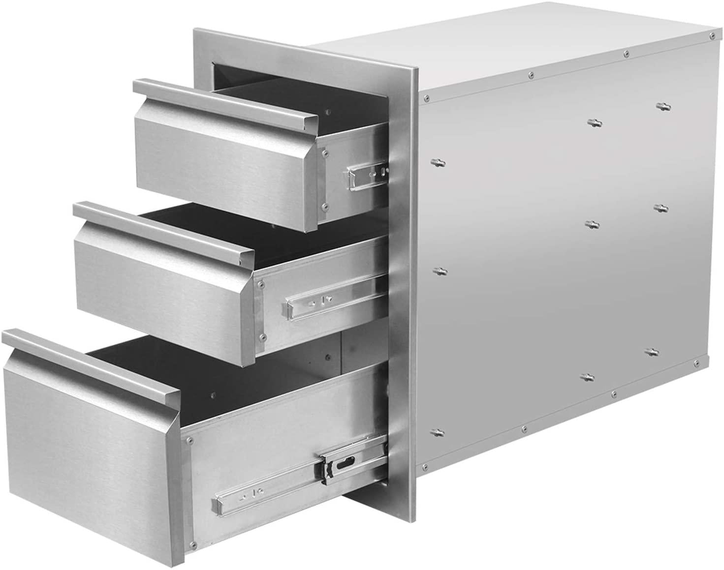 Outdoor Kitchen Drawers  Steel, Triple BBQ Drawers Flush Mount