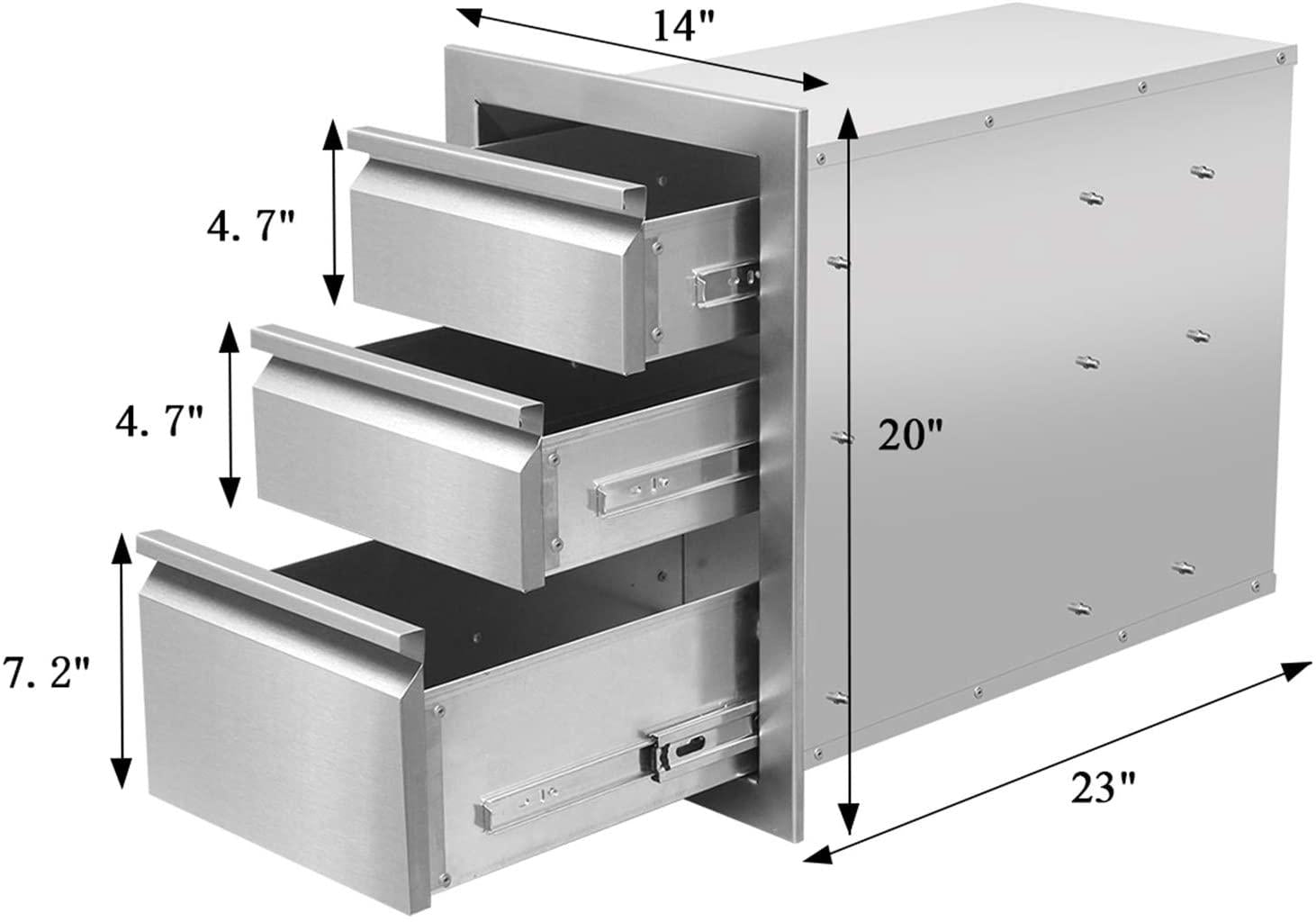 Outdoor Kitchen Drawers  Steel, Triple BBQ Drawers Flush Mount