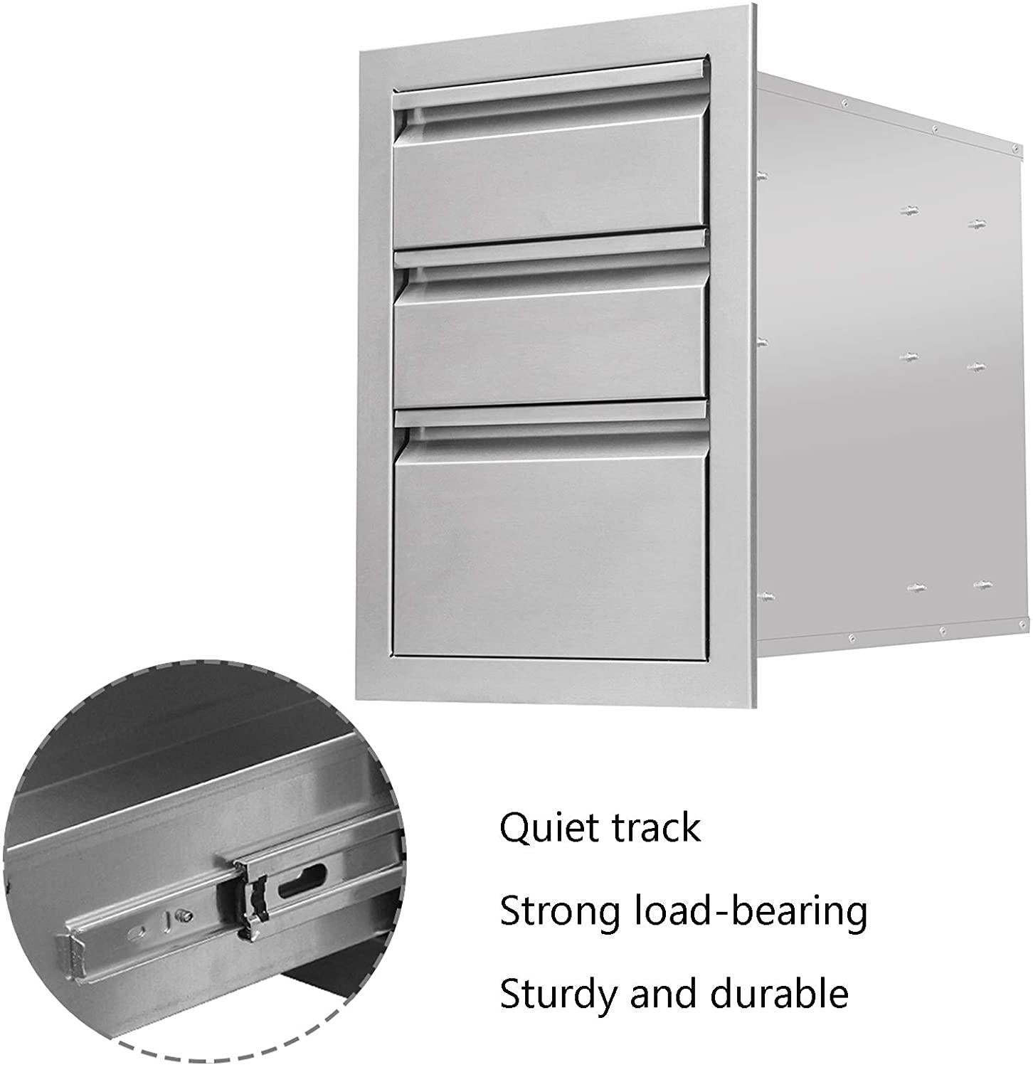 Outdoor Kitchen Drawers  Steel, Triple BBQ Drawers Flush Mount
