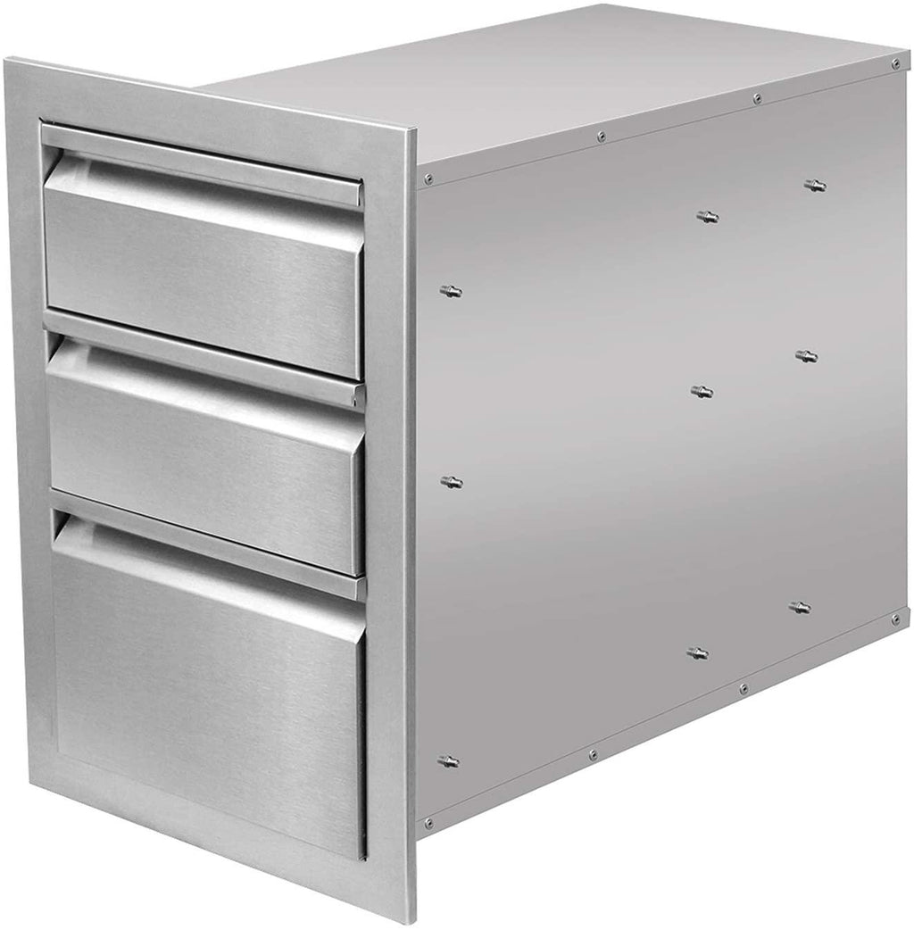 Outdoor Kitchen Drawers  Steel, Triple BBQ Drawers Flush Mount