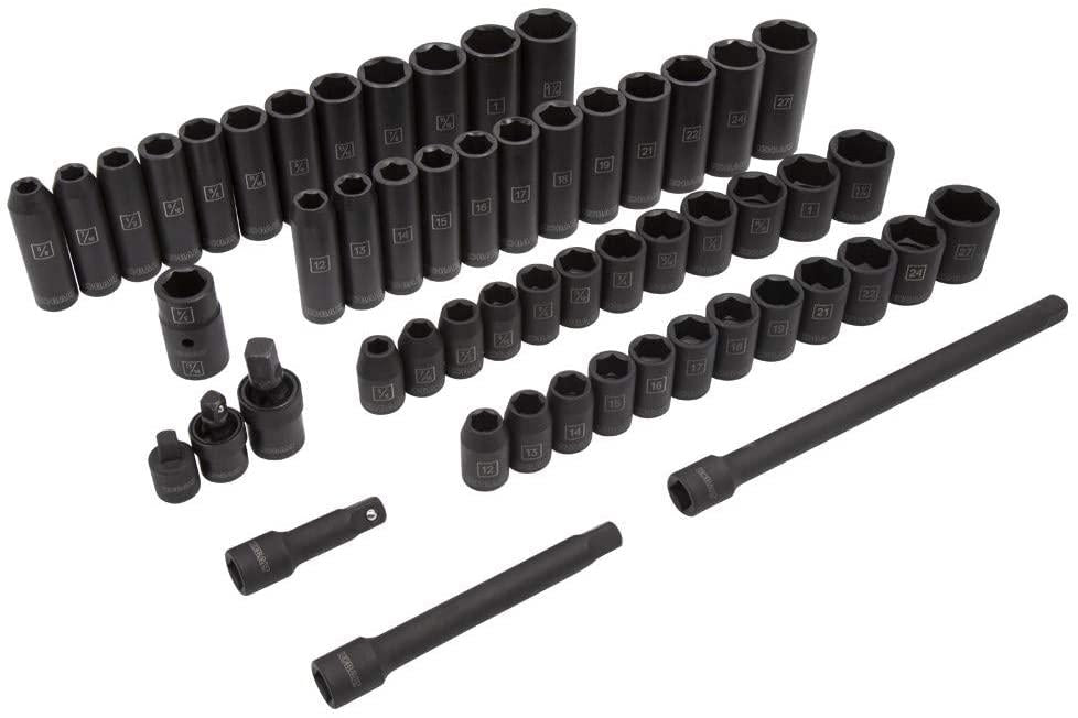 Kobalt 856843 55-Piece 1/2-Inch Drive Deep and Shallow Impact Socket Set, Inch/Metric