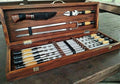 Set  Steel Skewers in Wooden Box Grill BBQ Tool Set  Skewers