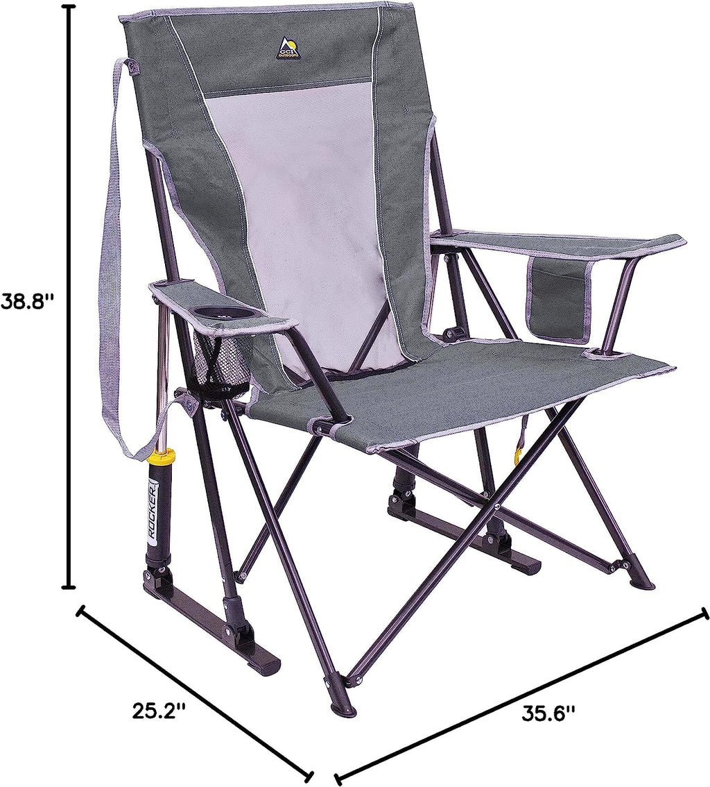 GCI Outdoor Comfort Pro Rocker Collapsible Rocking Chair &amp; Outdoor Camping Chair, Mercury Grey