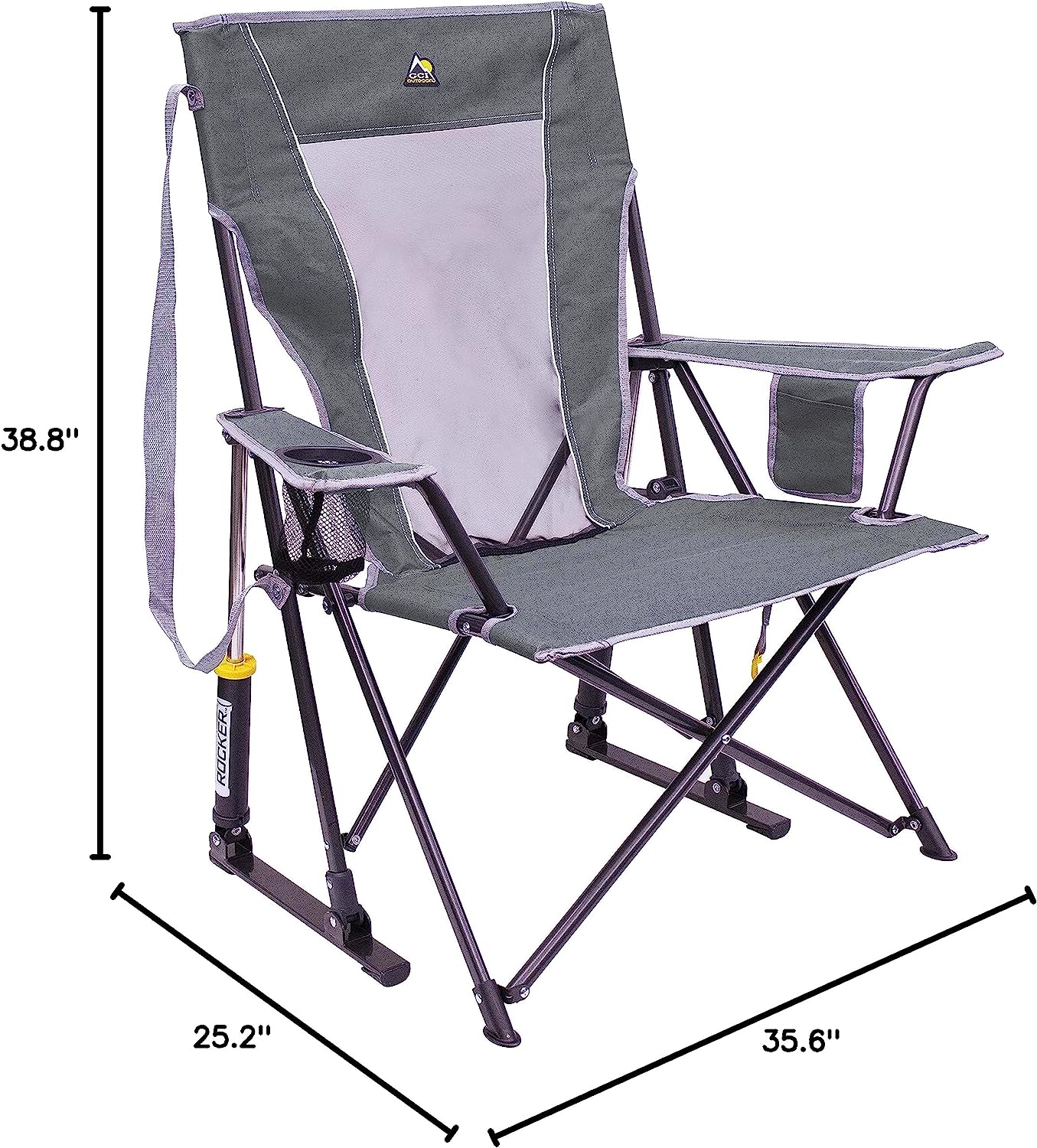 GCI Outdoor Comfort Pro Rocker Collapsible Rocking Chair &amp; Outdoor Camping Chair, Mercury Grey