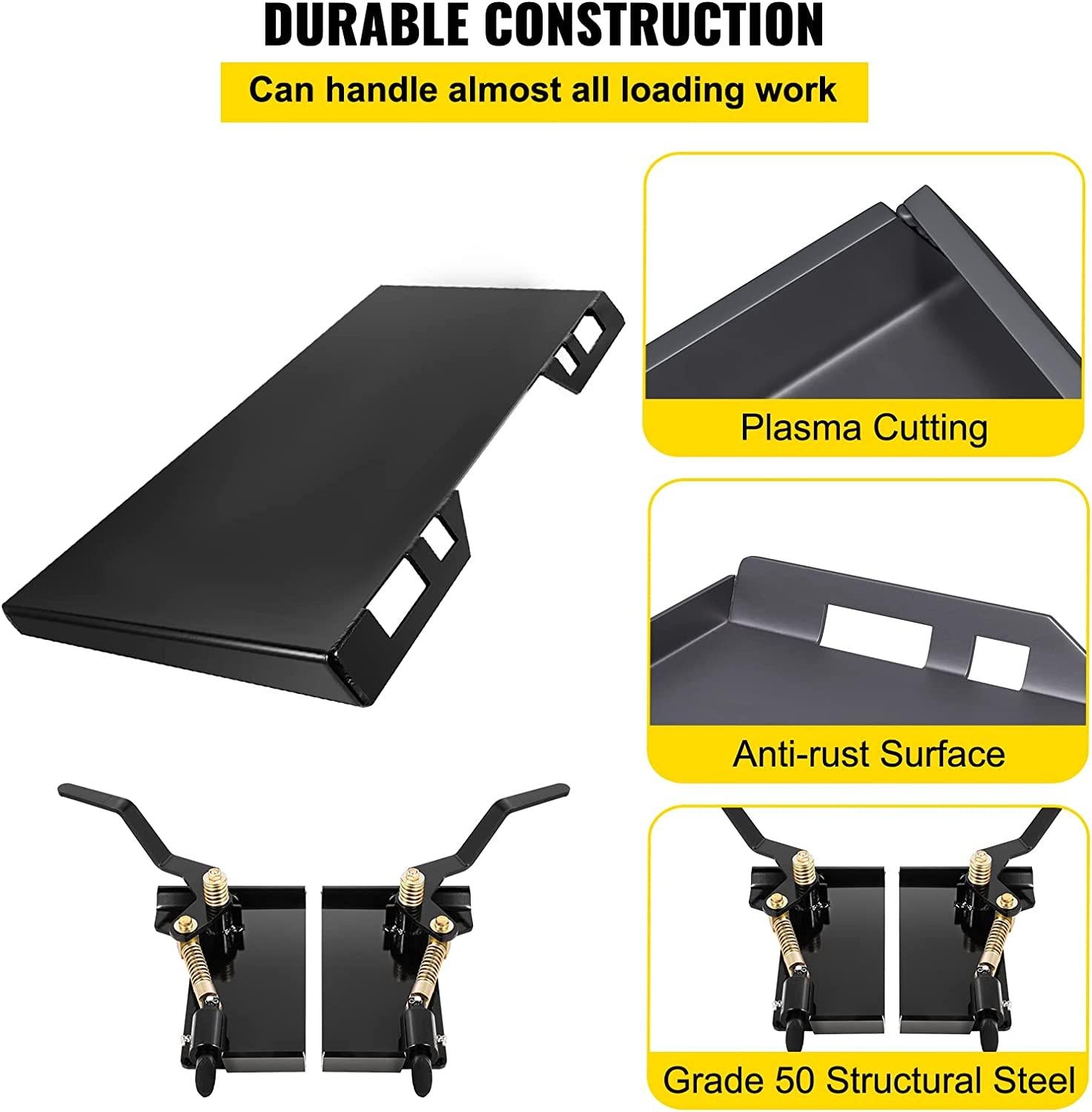 Bestauto Skid Steer Attachment 3/8in Skid Steer  Attach Plate 85LBS Skidsteer Attachment 18.5" Height  Attach Skid Steer Attachments for Buckets, Plows, Forks