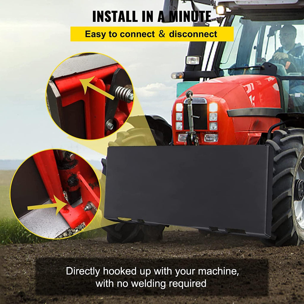 Bestauto Skid Steer Attachment 3/8in Skid Steer  Attach Plate 85LBS Skidsteer Attachment 18.5" Height  Attach Skid Steer Attachments for Buckets, Plows, Forks