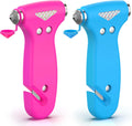 THINKWORK Window Breaker - Pink-Blue Car Safety Hammer Gift for Lady and Men, Three-in-One Emergency Escape Tool with Seat Belt Cutter, Safety Emergency Car Escape Tool for Family, Women, Children.