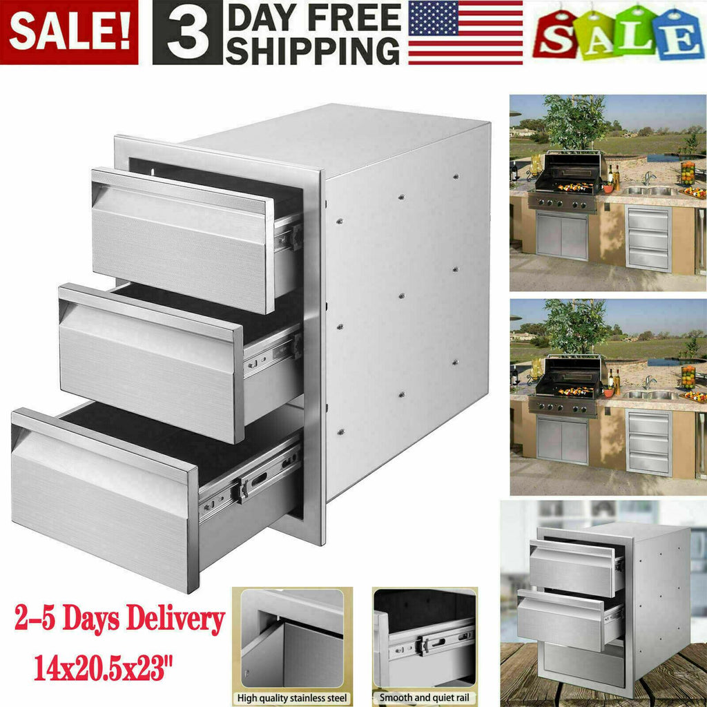 31"x24" OUTDOOR KITCHEN DOUBLE ACCESS DOOR DRAWER BBQ ISLAND  STEEL USA