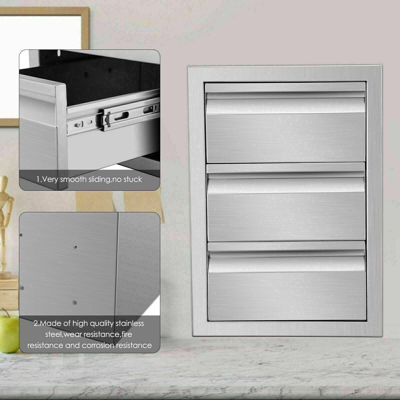 31"x24" OUTDOOR KITCHEN DOUBLE ACCESS DOOR DRAWER BBQ ISLAND  STEEL USA