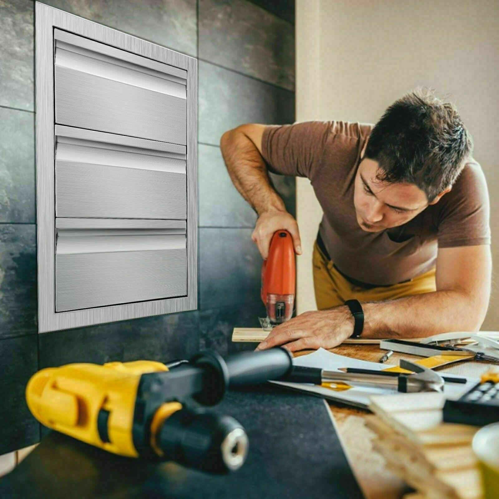31"x24" OUTDOOR KITCHEN DOUBLE ACCESS DOOR DRAWER BBQ ISLAND  STEEL USA