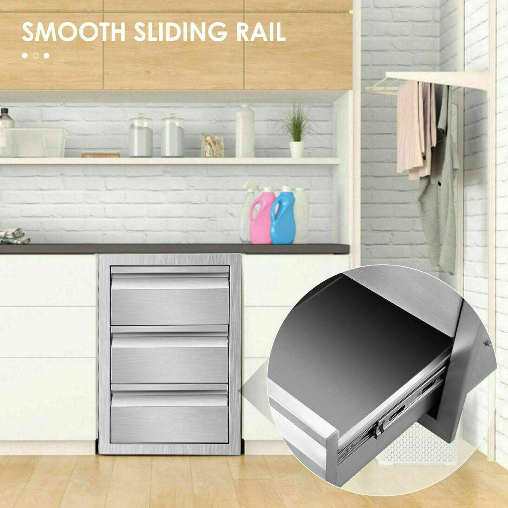 31"x24" OUTDOOR KITCHEN DOUBLE ACCESS DOOR DRAWER BBQ ISLAND  STEEL USA