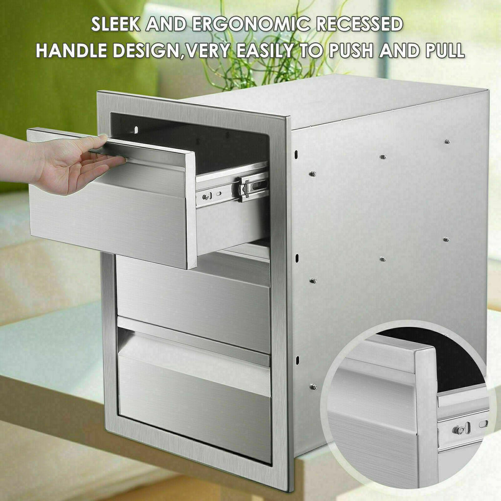 31"x24" OUTDOOR KITCHEN DOUBLE ACCESS DOOR DRAWER BBQ ISLAND  STEEL USA