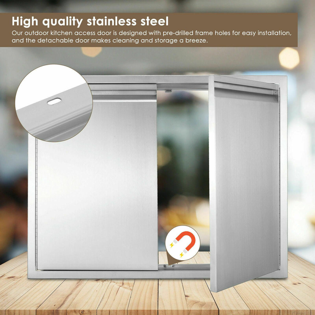 31"x24" OUTDOOR KITCHEN DOUBLE ACCESS DOOR DRAWER BBQ ISLAND  STEEL USA