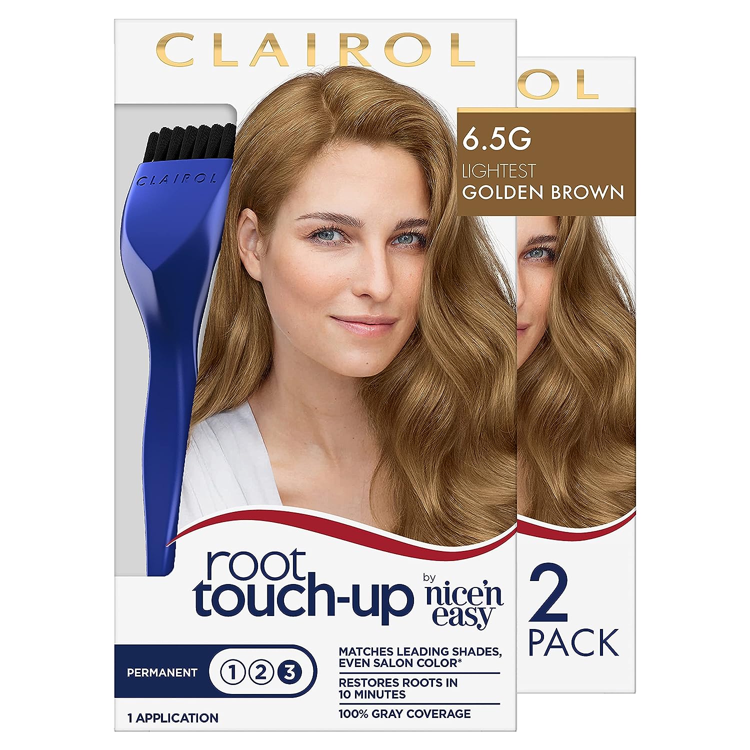 Clairol Root Touch-Up by Nice'n Easy Permanent Hair Dye, 6.5G Lightest Golden Brown Hair Color, 1 Count(Pack of 2)