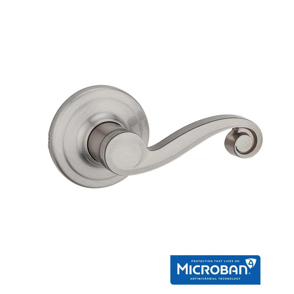 Lido Satin Nickel Right-Handed Dummy Door Lever with Microban Antimicrobial Technology