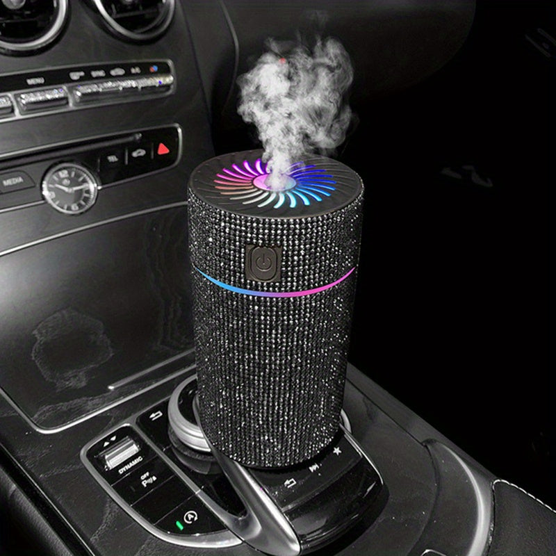 Luxury Rhinestone Car Diffuser Humidifier With LED Light Auto Air Purifier Aromatherapy Diffuser Air Freshener Car Accessories