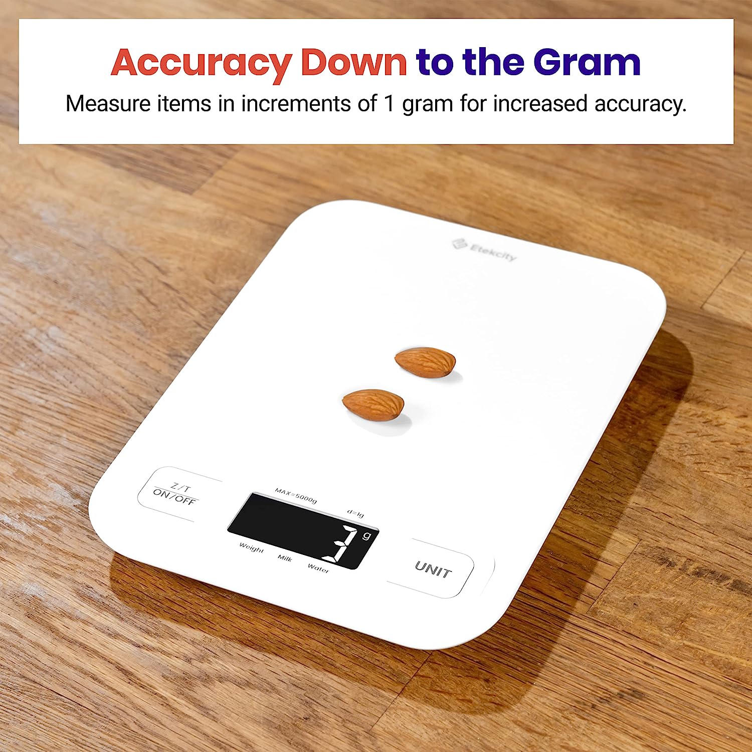 Etekcity Food Kitchen Scale, Digital Grams and Ounces for Weight Loss, Baking, Cooking, Keto and Meal Prep, Large, White