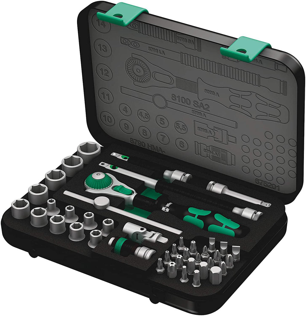 W8100 SA 2 Zyklop 1/4" Metric Ratchet Set, 42-Pieces