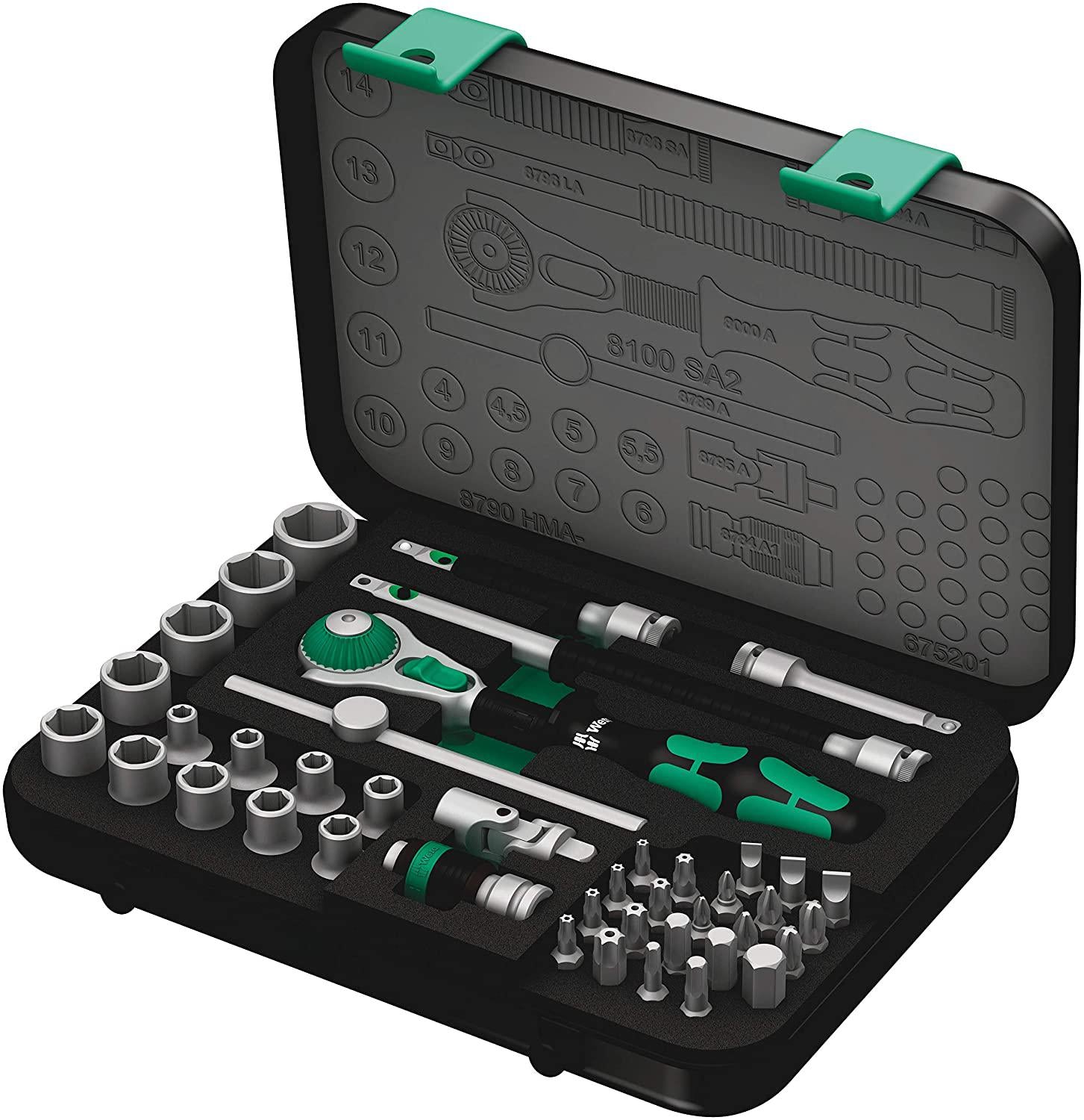 W8100 SA 2 Zyklop 1/4" Metric Ratchet Set, 42-Pieces