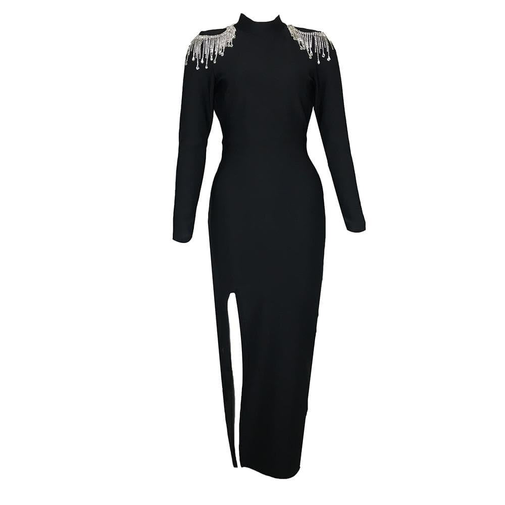 sexy halter diamond tassel maxi dress