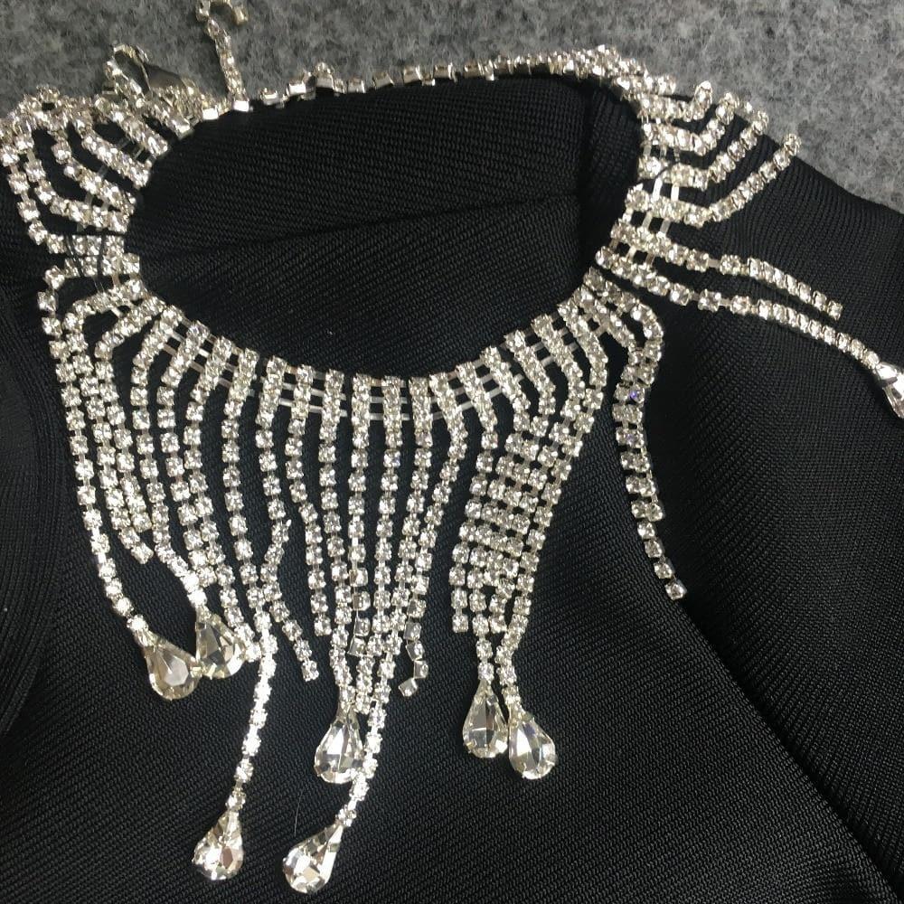 sexy halter diamond tassel maxi dress