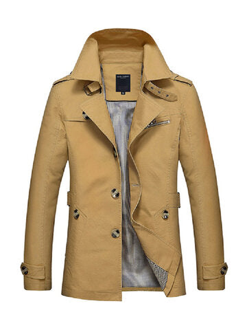 business casual coat washed cotton turndown collar jacket for men