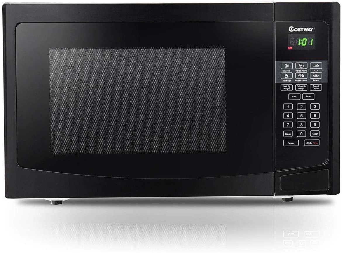 Countertop Microwave Oven,Safeplus 1.1Cu.ft,1000W Microwaves with Smart SensorCold Rolled Steel Plate 10 Micro Power Defrost & Auto CooFunction LED Display Glass